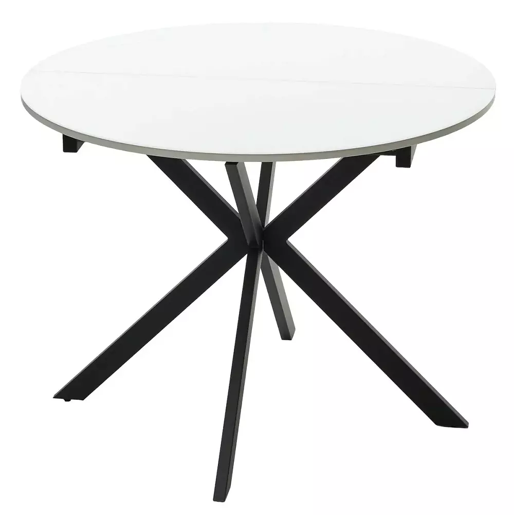 Стол ВЕГА D110 раскладной Белый, стекло/ чёрный каркас стол раскладной tc 140 180 х80х76 см