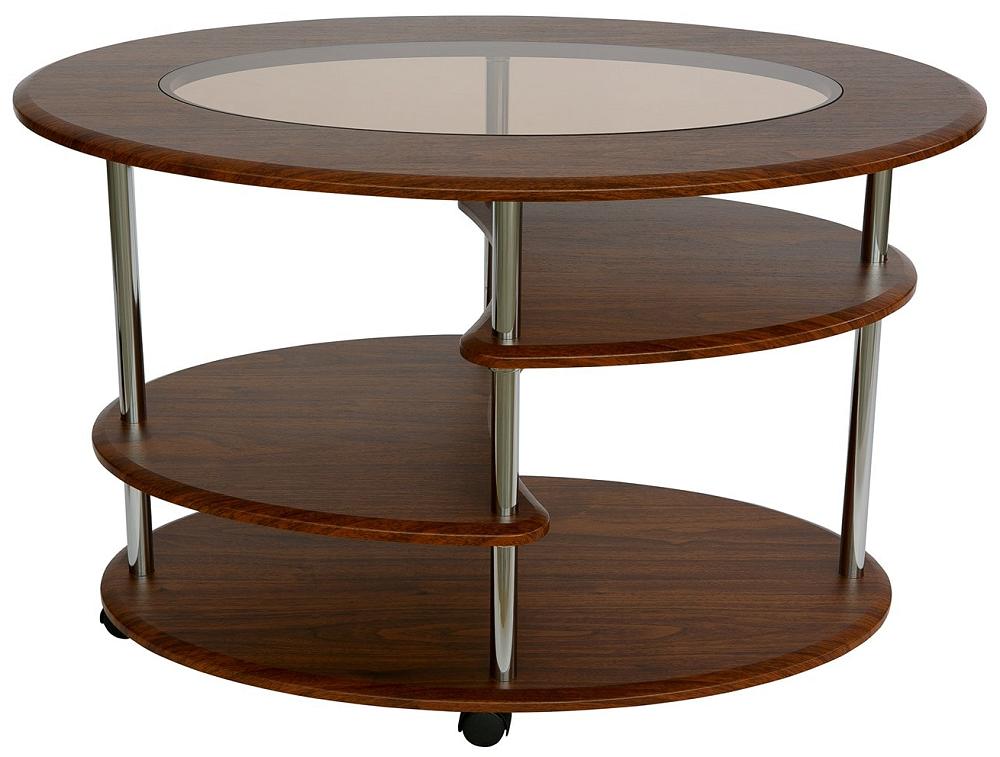 стол журнальный мебелик флорэ орех американский п0005626 Стол журнальный Эллипс+стекло (орех)