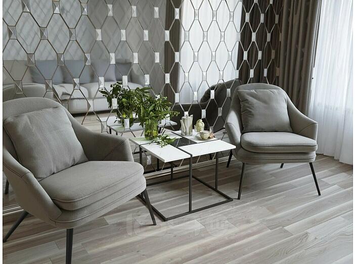 Стол журнальный "Калифорния" белый мрамор/черный мрамор