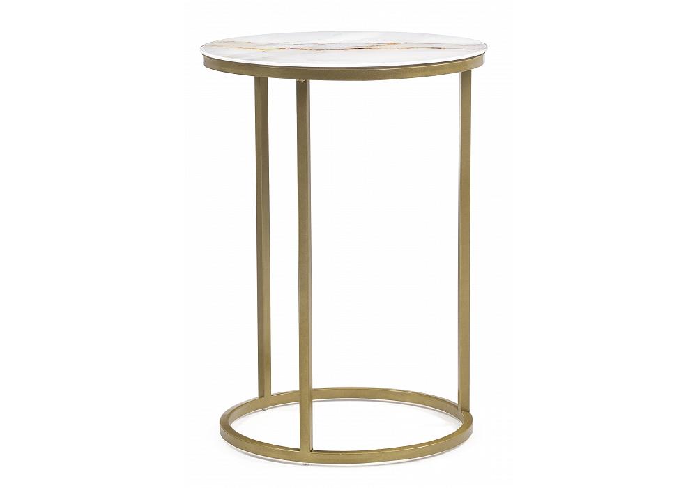 Журнальный стол Иберис круглый белый/золото журнальный столик поднос woodville
