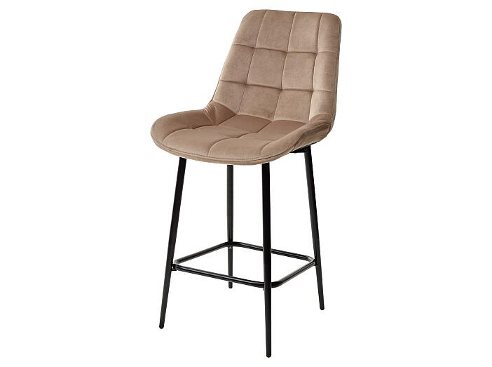 Полубарный стул ХОФМАН, цвет B-06 Светло-коричневый, велюр / черный каркас H=63cm  