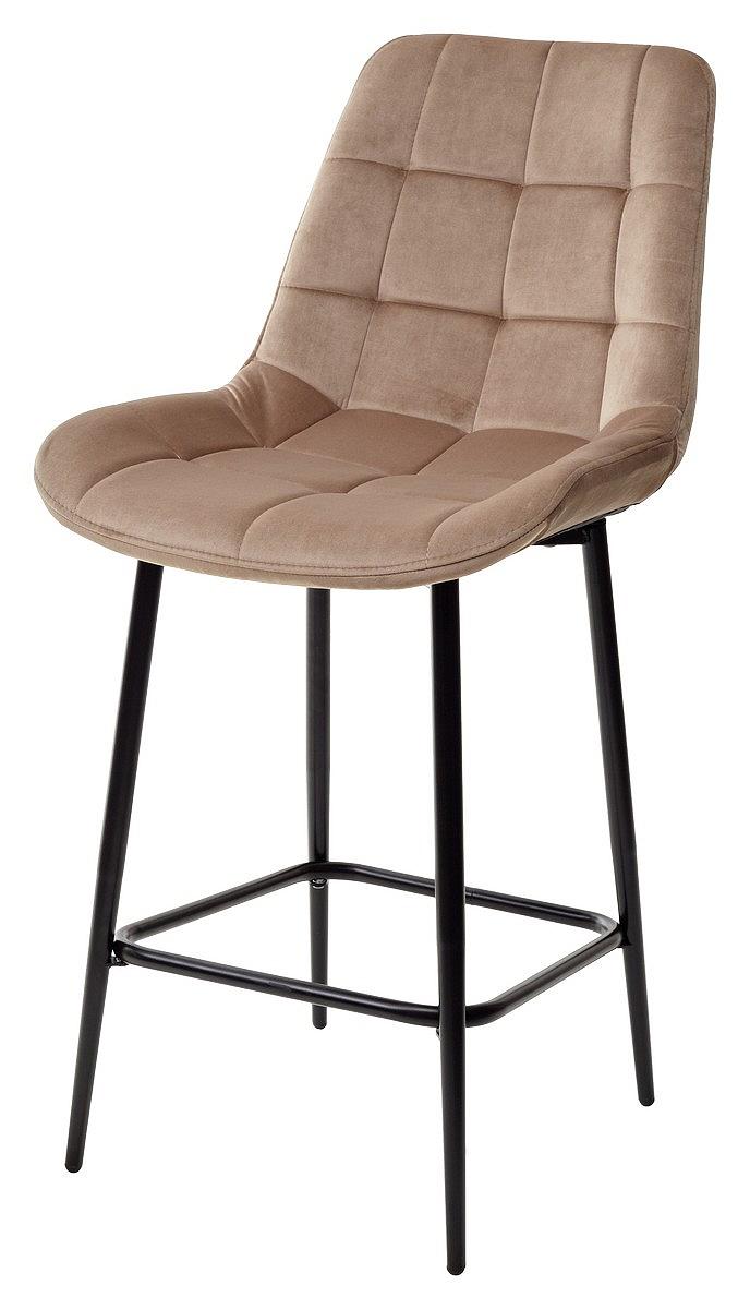 Полубарный стул ХОФМАН, цвет B-06 Светло-коричневый, велюр / черный каркас H=63cm Браво 688M04146