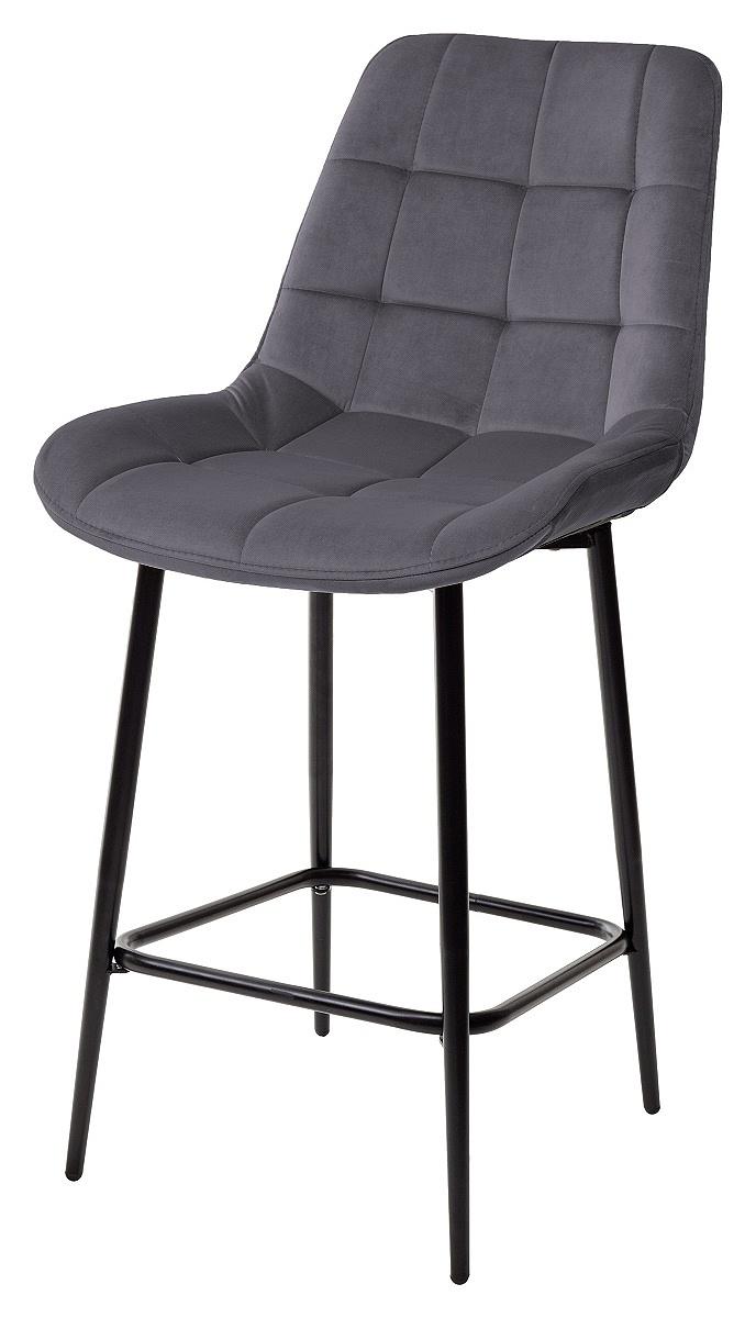 Полубарный стул ХОФМАН, цвет Confetti SMOKE, велюр / черный каркас H=63cm полубарный стул хофман h 09 светло серый велюр каркас h 63cm