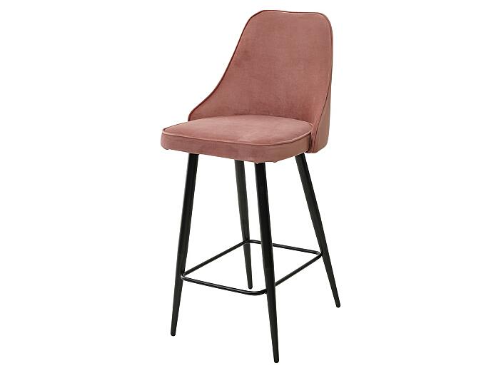 Полубарный стул NEPAL-PB РОЗОВЫЙ #15, велюр/ черный каркас (H=68cm)  