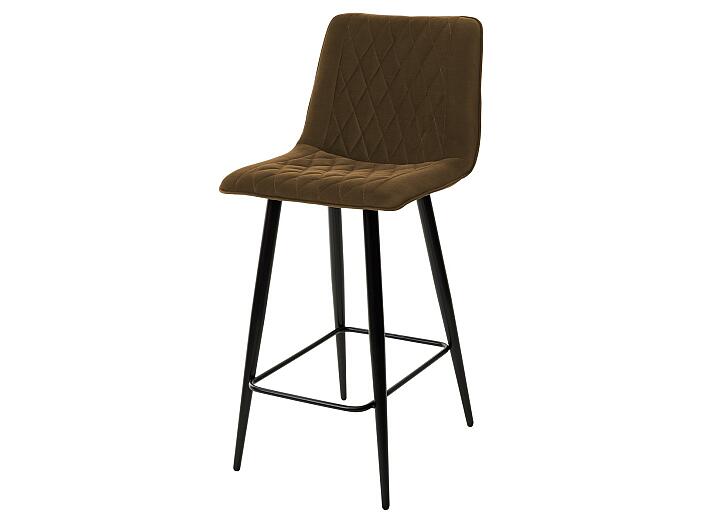 Полубарный стул Поль коричневый #11, велюр / черный каркас (H=66cm)  