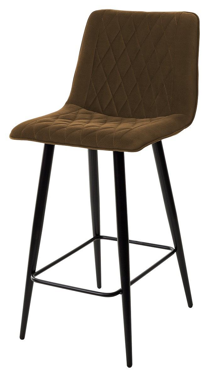 Полубарный стул Поль коричневый #11, велюр / черный каркас (H=66cm) Браво 461MC04430, цвет чёрный