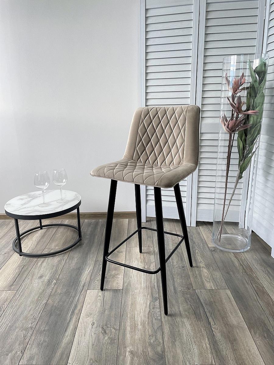 Полубарный стул Поль латте #25, велюр / черный каркас (H=66cm) гостиная филадельфия 01 суперматт латте дуб сонома трюфель