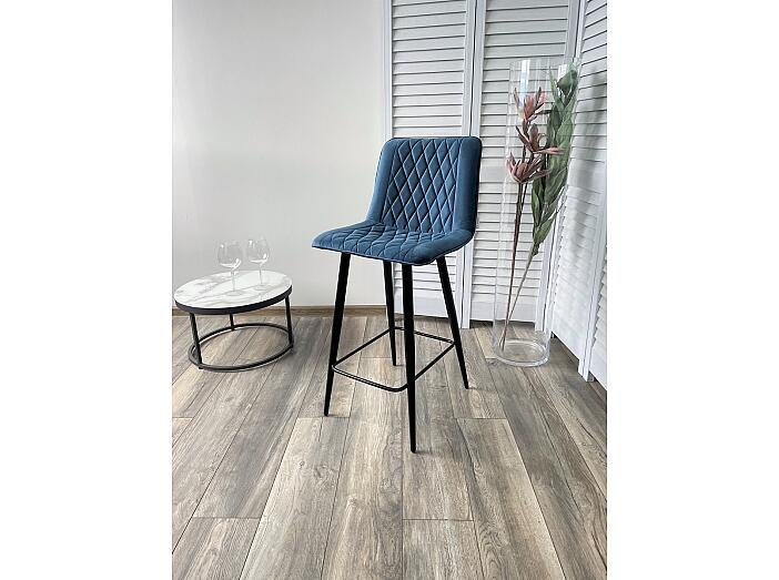 Полубарный стул Поль синий #29, велюр / черный каркас (H=66cm)  
