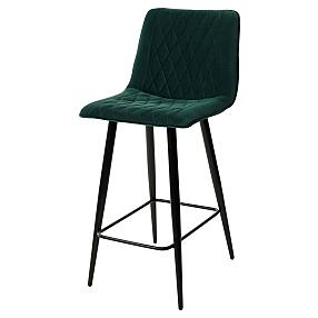 Полубарный стул Поль зеленый #19, велюр / черный каркас (H=66cm)  