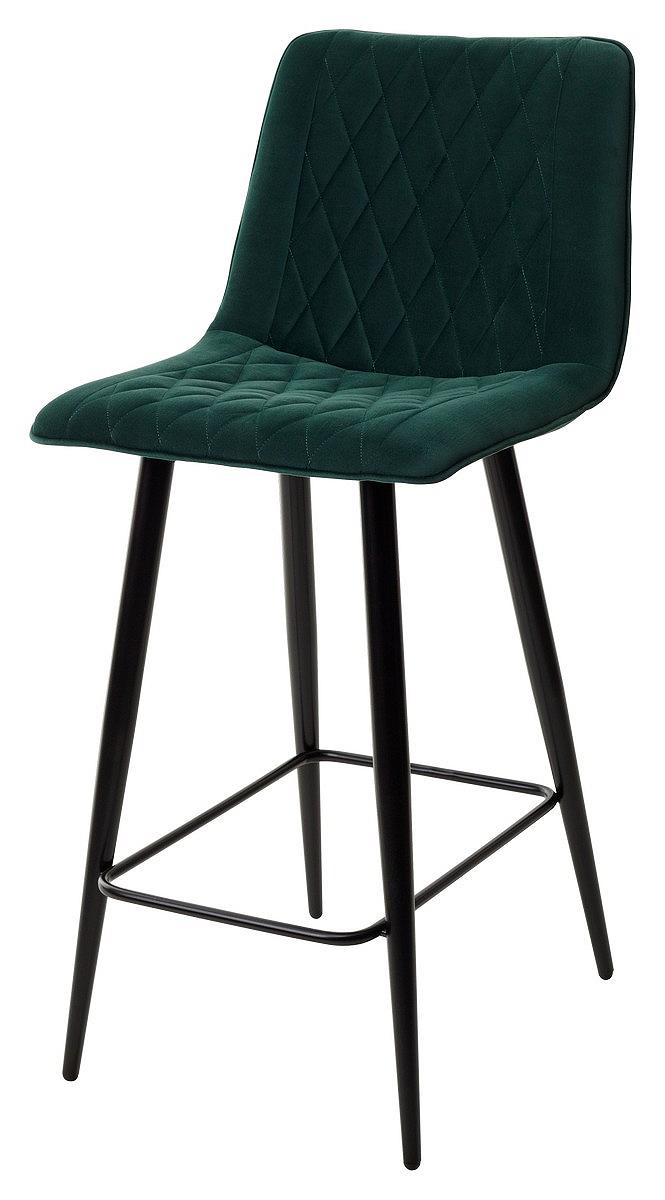Полубарный стул Поль зеленый #19, велюр / черный каркас (H=66cm) Браво 461MC04431, цвет чёрный