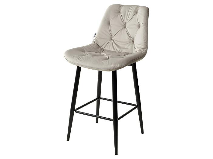 Полубарный стул YAM G062-37 светло-серый, велюр (H=65cm)  