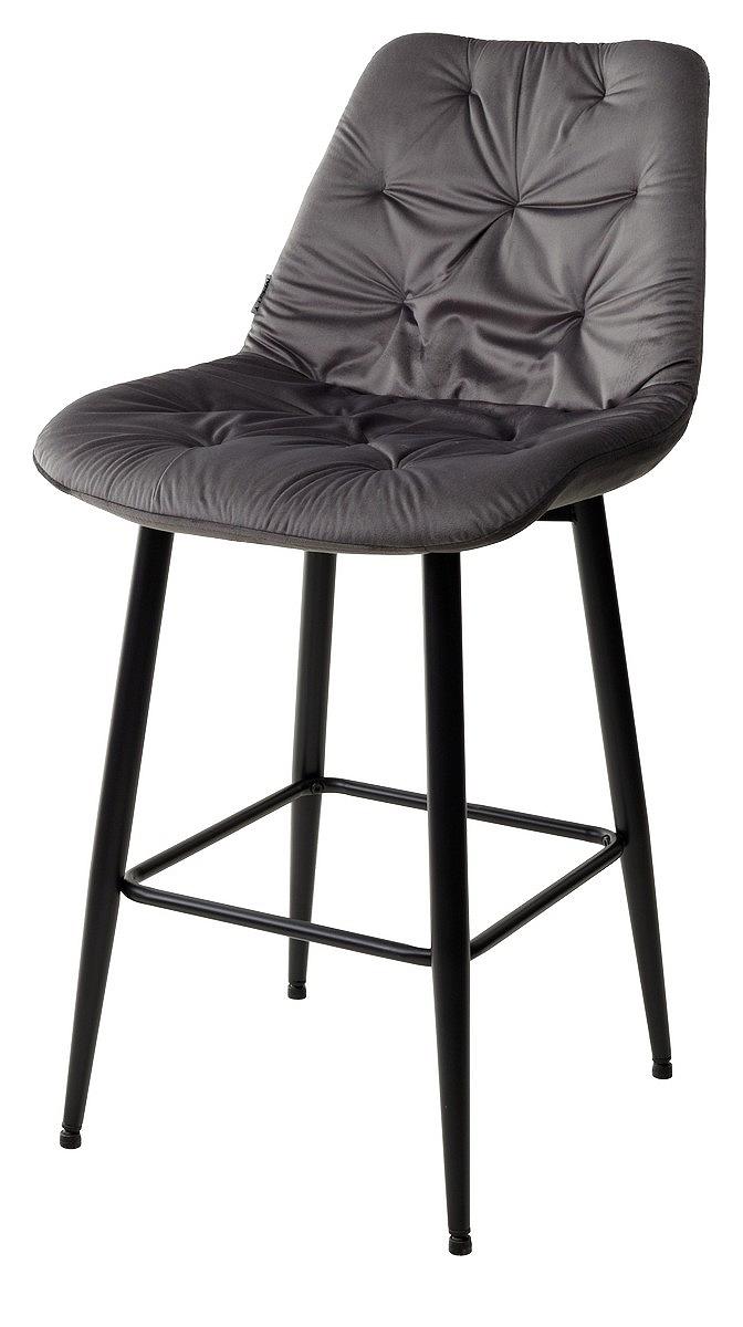 Полубарный стул YAM G062-40 серый, велюр (H=65cm) полубарный стул marcel cowboy 800 темно коричневый h 65cm ткань микрофибра