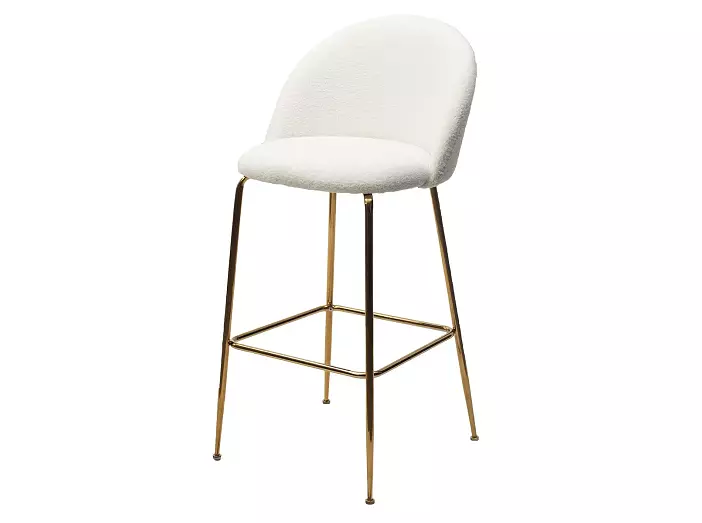 Барный стул GLADE NINI-01 Белый, teddy/золотой каркас