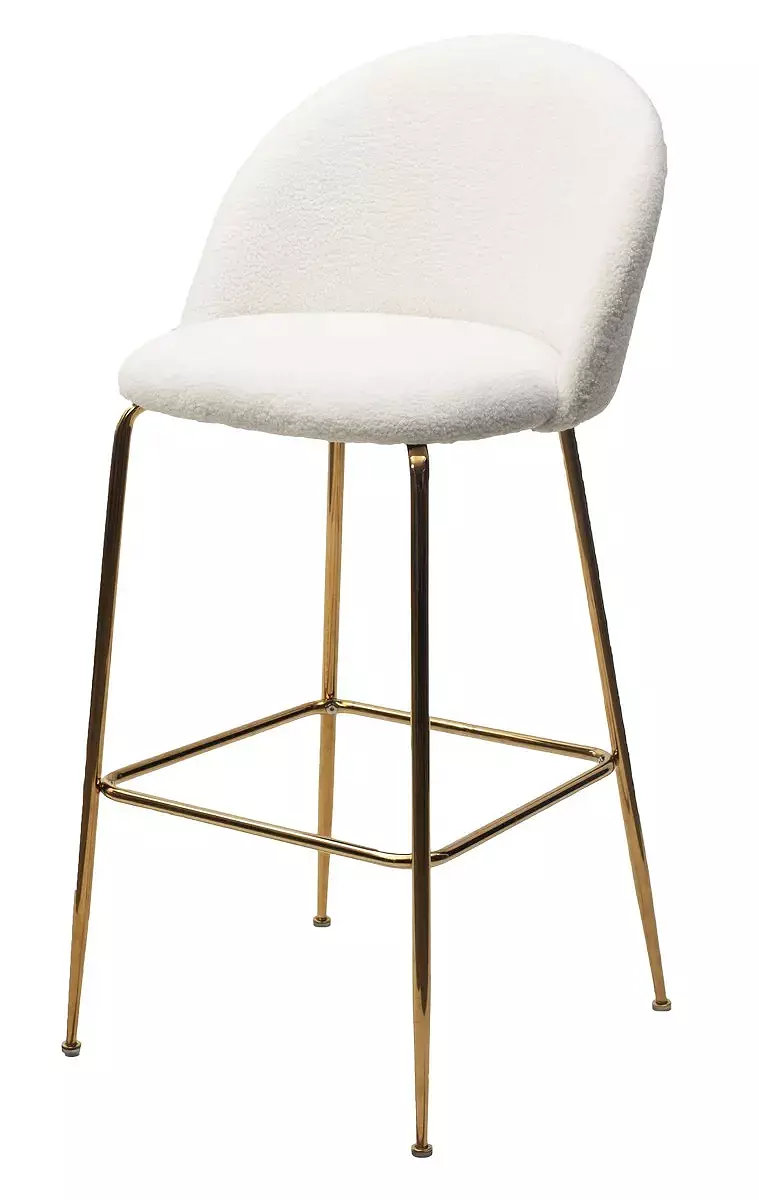 Барный стул GLADE NINI-01 Белый, teddy/золотой каркас ручка для сумки жемчужные бусы 30 бусин с карабином цвет белый золотой