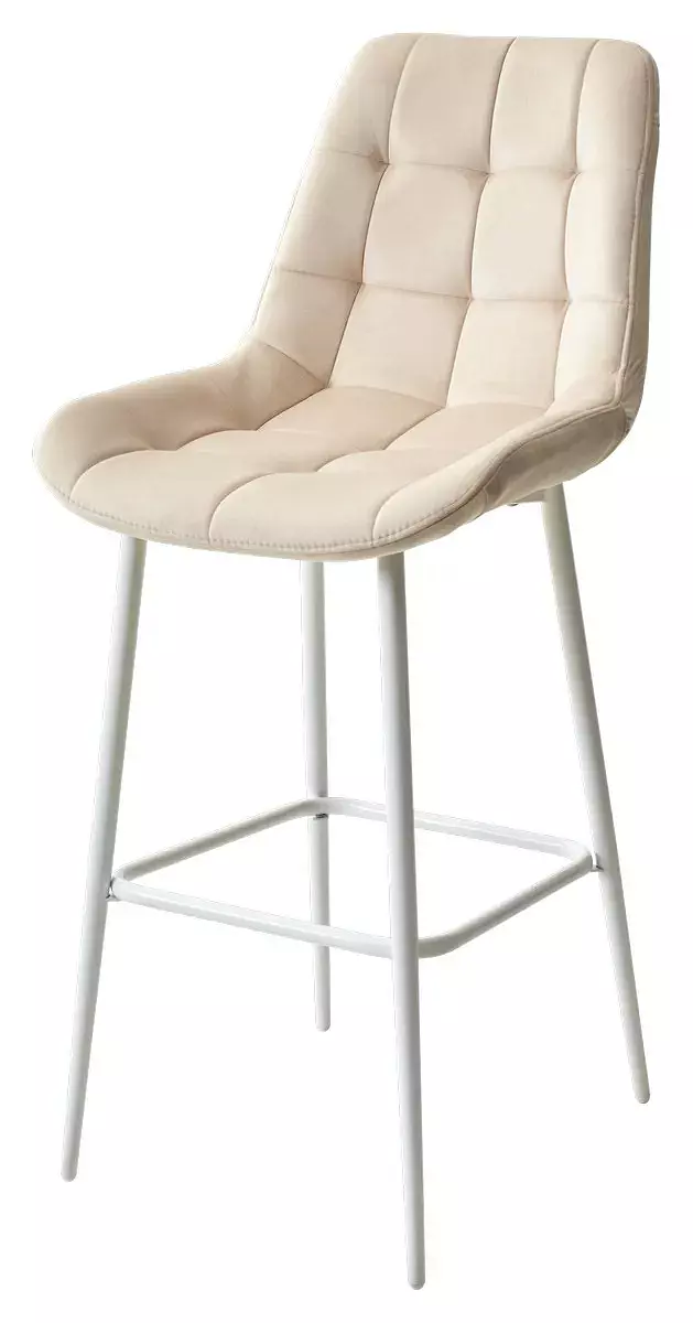 Барный стул ХОФМАН, цвет H-06 Бежевый, велюр/белый каркас барный стул хофман цвет h 09 светло серый велюр белый каркас
