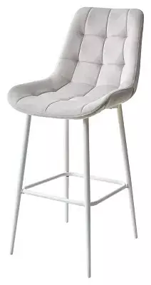 Барный стул ХОФМАН, цвет H-09 Светло-серый, велюр/белый каркас стул хофман винный h47 велюр каркас