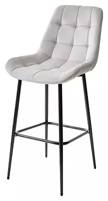 Барный стул ХОФМАН, цвет H-09 Светло-серый, велюр/чёрный каркас стул софт rested rs ваниль чёрный