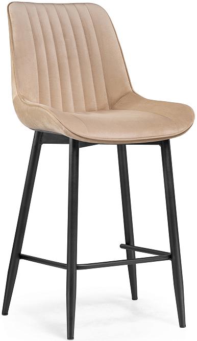 Барный стул  Седа велюр бежевый / черный Браво 093-ВВ0090, цвет чёрный - фото 1