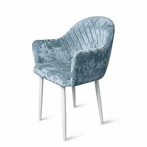 Кресло София НЬЮ белое матовое (Краш 10 платина)