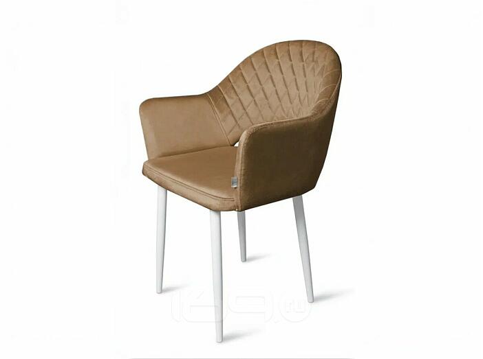 Кресло София НЬЮ белое матовое (Velutto 03 капучино)