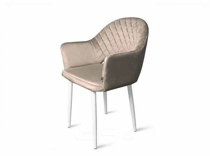 Кресло София НЬЮ белое матовое (Velutto 07 бежевый)