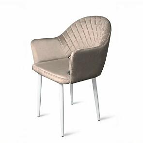 Кресло София НЬЮ белое матовое (Velutto 07 бежевый)