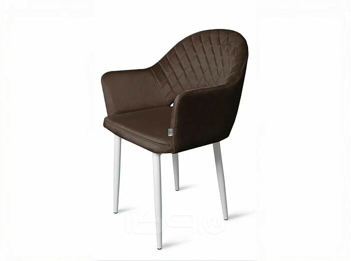 Кресло София НЬЮ белое матовое (Velutto 24 шоколад)