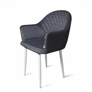 Кресло София НЬЮ белое матовое (Velutto 32 графит)