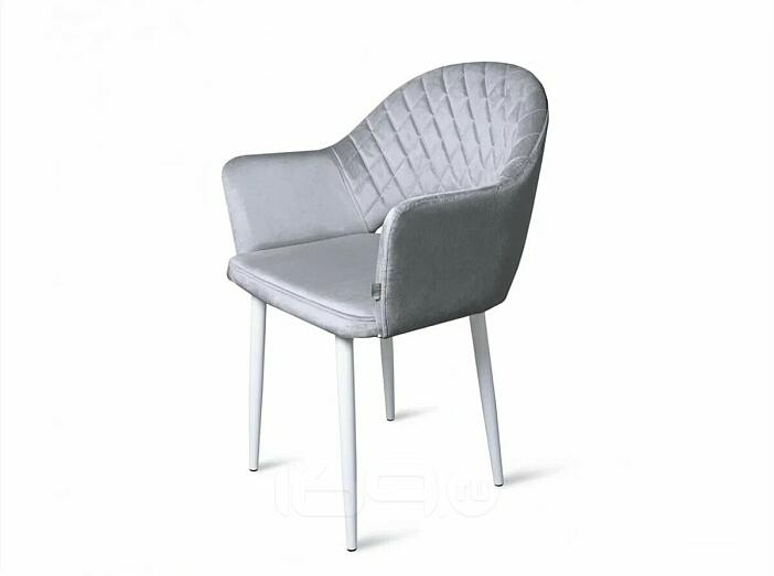 Кресло София НЬЮ белое матовое (Velutto 52 серый)