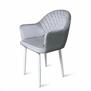 Кресло София НЬЮ белое матовое (Velutto 52 серый)