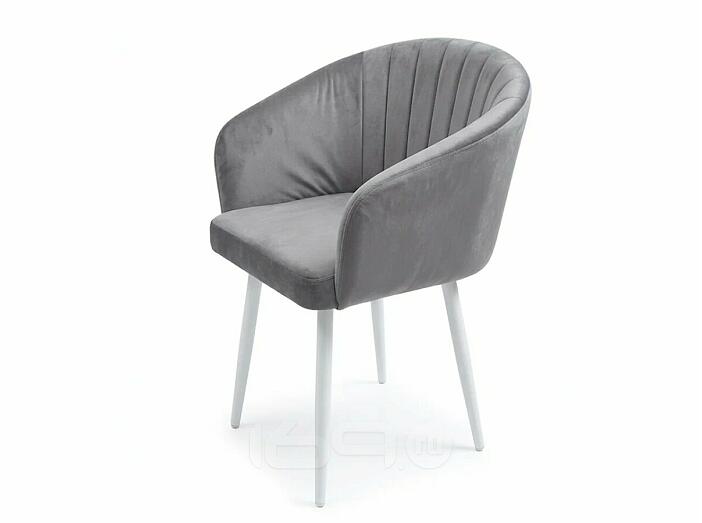 Кресло Верона белое матовое (Velutto 52 серый)