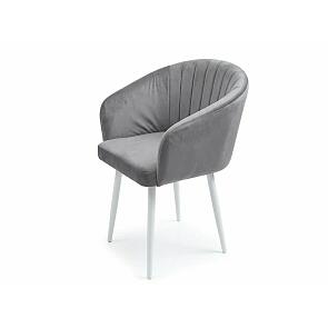 Кресло Верона белое матовое (Velutto 52 серый)