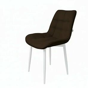 Стул Бостон белый матовый (Velutto 24 шоколад)