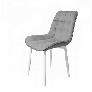 Стул Бостон белый матовый (Velutto 52 серый)