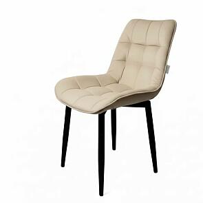 Стул Бостон черный матовый (Velutto 07 бежевый)