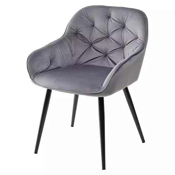 Стул BREEZE BLUVEL-14 GREY, велюр / чёрный каркас