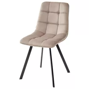 Стул CHILLI SQUARE BLUVEL-40 бежевый, велюр / чёрный каркас