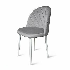 Стул Грейс белый матовый (Velutto 52 серый)