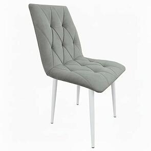 Стул Хилтон белый матовый (Velutto 52 серый)