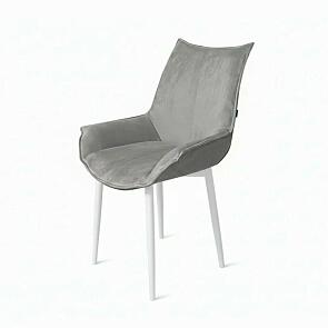 Стул Лофт белый матовый (Velutto 52 серый)