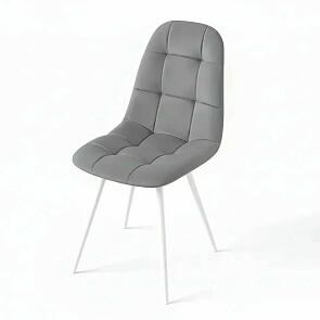 Стул Лукас белый матовый (Velutto 52 серый)