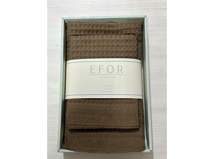 Набор вафельных полотенец EFOR из 2-х предметов (50 х 90; 70 х 140) WAFFLE коричневый KAHVE коробка