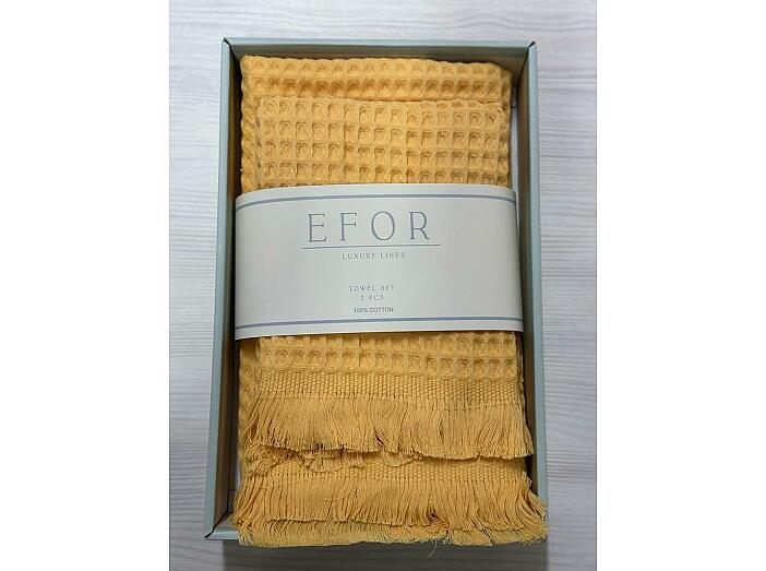 Набор вафельных полотенец EFOR из 2-х предметов (50 х 90; 70 х 140) WAFFLE желтый SARI коробка