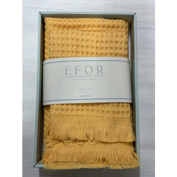 Набор вафельных полотенец EFOR из 2-х предметов (50 х 90; 70 х 140) WAFFLE желтый SARI коробка