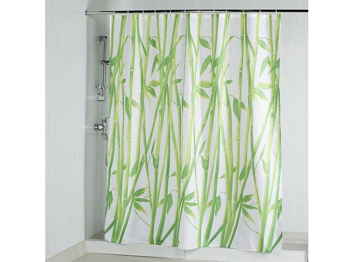 Штора текстильная/ванны и душа  Бамбук 180 х 200 см, цвет зелёный/белый