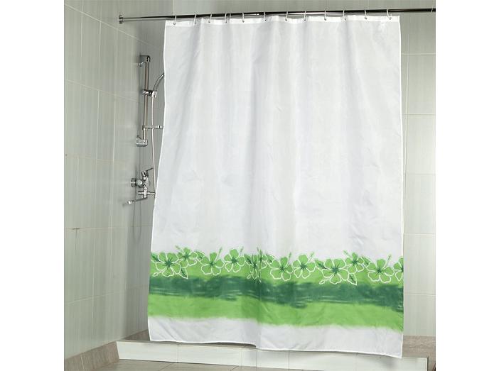 Штора текстильная/ванны и душа Цветы 180 х 200 см, цвет белый/зелёный
