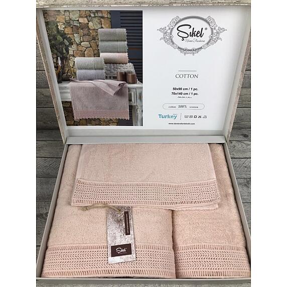 Набор полотенец SIKEL из 3-х предметов (30*50, 50*90 и 70*140) STORE GUPUR SOMON персик