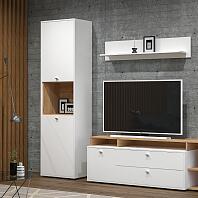 Бэль Шкаф комбинированный 10.04 Н Белый премиум, Дуб Золотой CRAFT