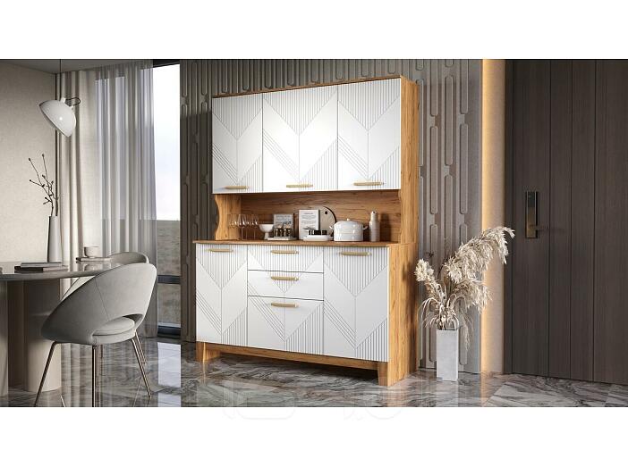 Буфет 1,5м Ирис (Браш Вайт, Дуб Крафт)