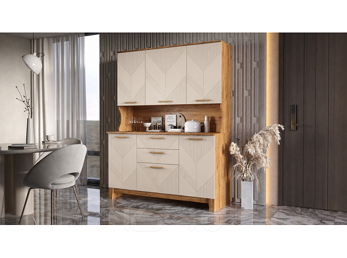 Буфет 1,5м Ирис (Кашемир, Дуб Крафт)